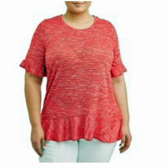 Terra & Sky Red Peplum Top Size 4X - Picture 1 of 13